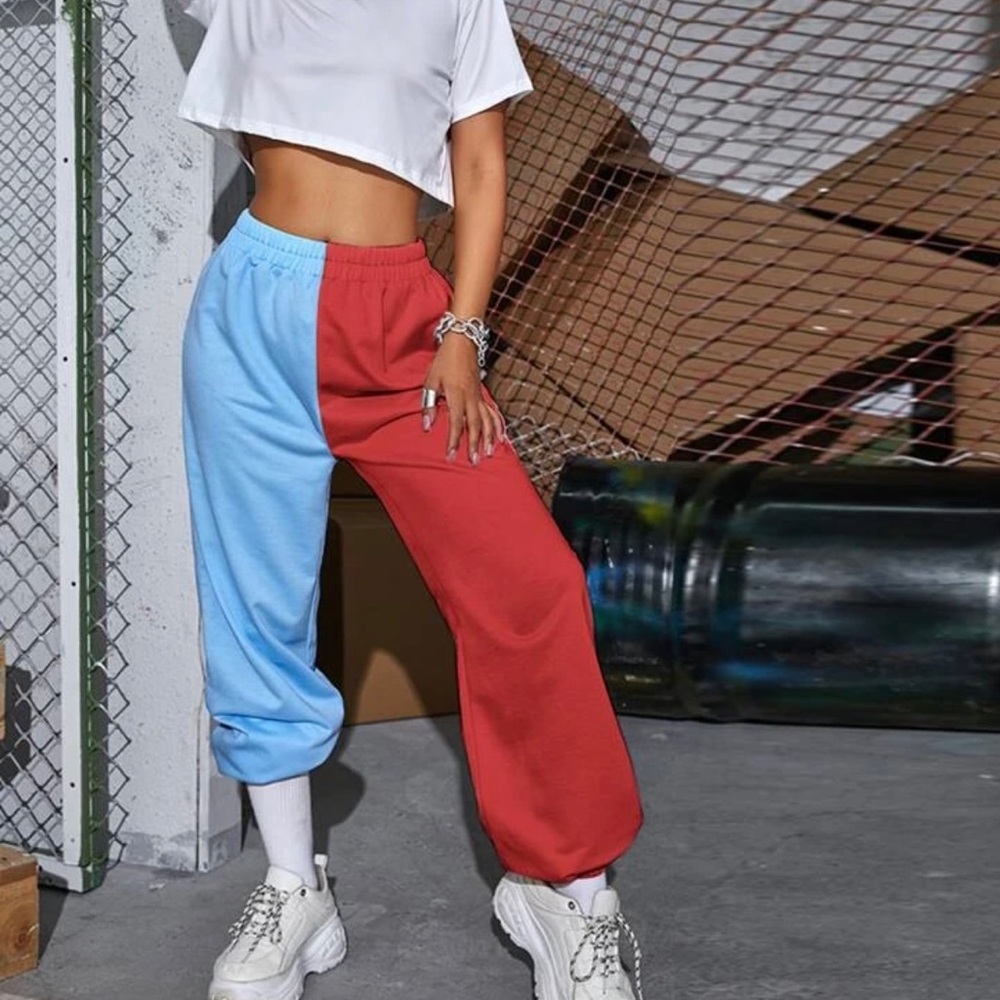 Two tone high waist sweatpants